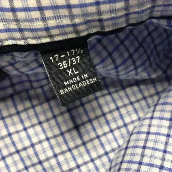 Tommy Hilfiger Button Down Shirt White and Blue Check Pattern - Picture 8 of 9